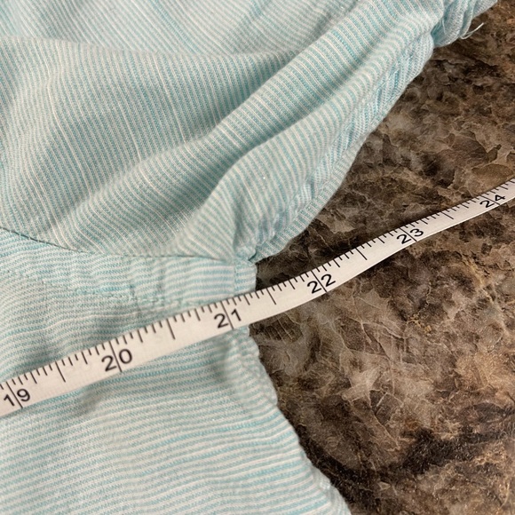 IZOD Saltwater Men's M Blue Striped Short Sleeve Button-Up Shirt Casual - Picture 6 of 6